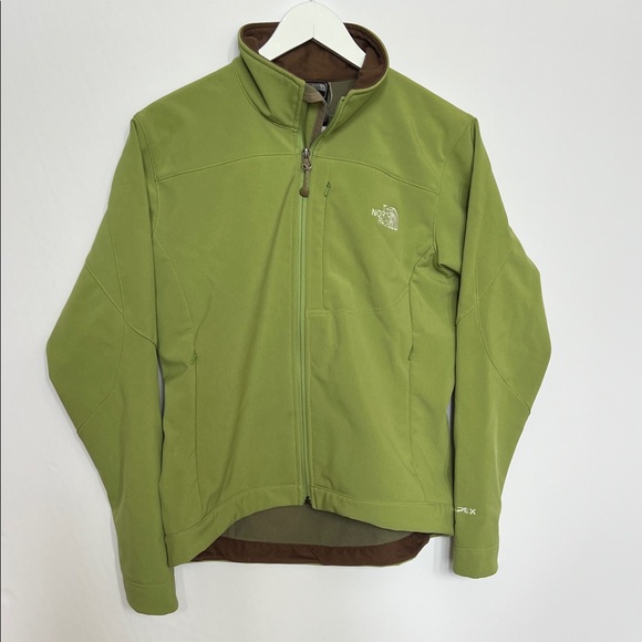 The North Face Apex Women Softshell Fleece line Ski Snow Jacket Green Brown M - Picture 1 of 11